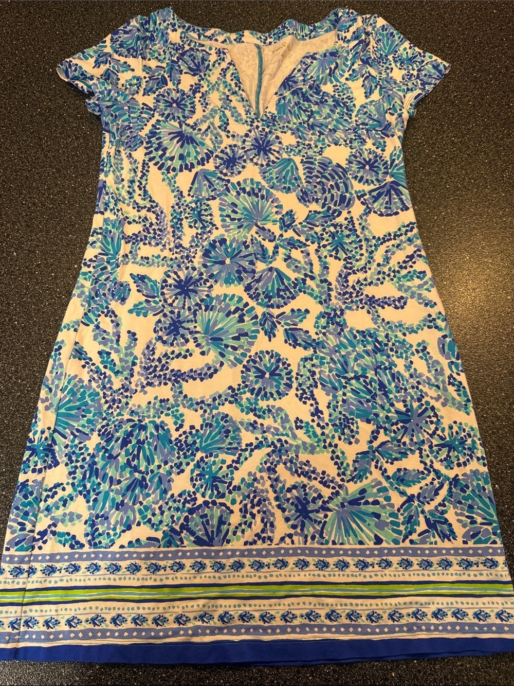 Lilly Pulitzer UPF 50+ Sophiletta Dress Turquoise Oasis Shell Me You Love Me - M